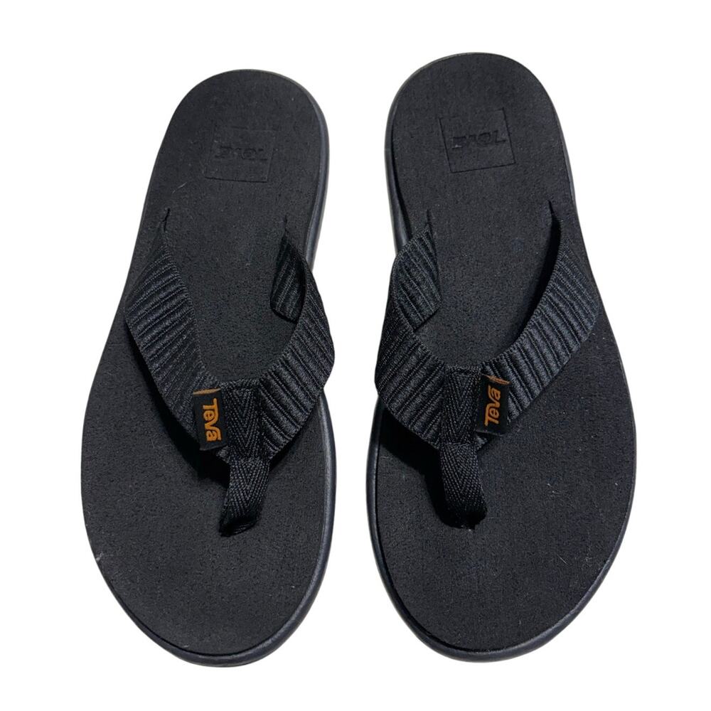 Teva Voya Flip Flop Sandals Black Women's Size 5 Cushion Comfort Thongs NWOT